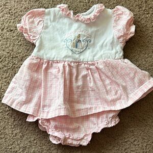 Vintage Peter Rabbit Pink Ruffled Baby Romper
